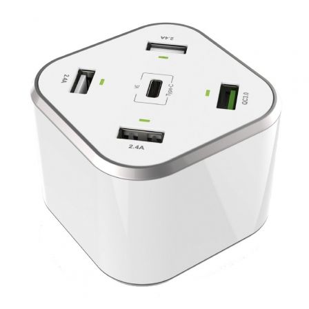 Aisens Cargador de Mesa ASCH-5PQC-W 48W 5 Puertos Blanco Aisens Cargador de Mesa ASCH-5PQC-W 48W 5 Puertos Blanco